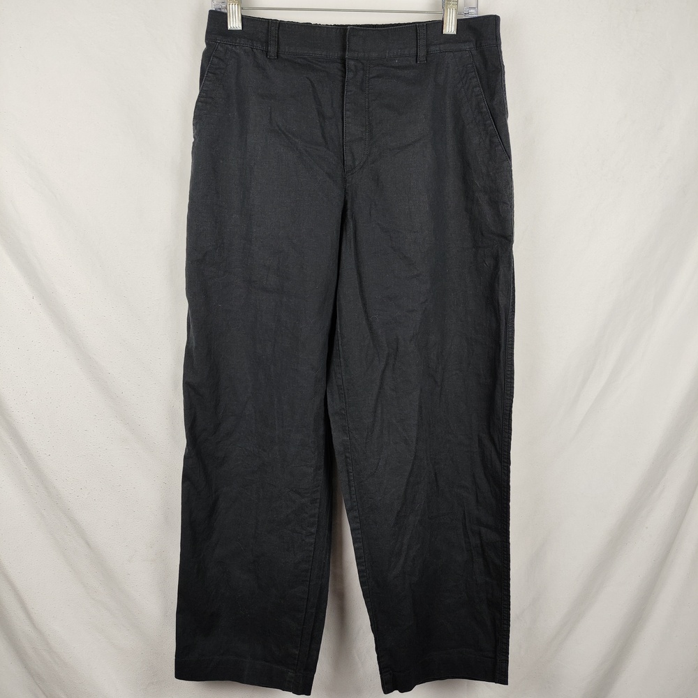 Uniqlo Pants Mens 29x27 Gray Linen Cotton Relaxed Fit Elastic Waist Chino Casual